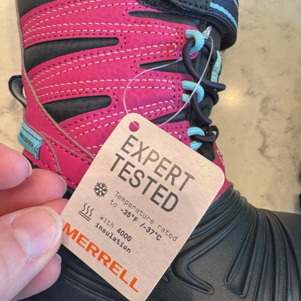Merrell Kids Hot Pink and Black Waterproof Snow Boots